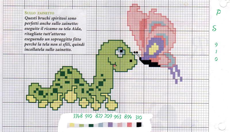 Schema punto croce Bruco farfalla002 (Medium)